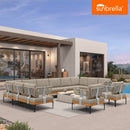 PURPLE LEAF Sicilia Classical Modular Outdoor Sectional with Sunbrella Taupe Cushions Flexible Layout for Hotel-Inspired Outdoor Lounge
