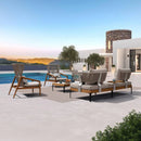 PURPLE LEAF Sicilia L-Shaped Modular Outdoor Sectional with Oatmeal Greige Cushions Flexible Layout for Garden Poolside