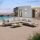 PURPLE LEAF Sicilia L-Shaped Modular Outdoor Sectional with Oatmeal Greige Cushions Flexible Layout for Garden Poolside