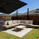 PURPLE LEAF Sicilia L-Shaped Modular Outdoor Sectional with Oatmeal Greige Cushions Flexible Layout for Garden Poolside