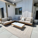 PURPLE LEAF Sicilia L-Shaped Modular Outdoor Sectional with Oatmeal Greige Cushions Flexible Layout for Garden Poolside