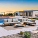 PURPLE LEAF Sicilia L-Shaped Modular Outdoor Sectional with Oatmeal Greige Cushions Flexible Layout for Garden Poolside