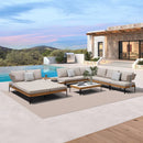 PURPLE LEAF Sicilia L-Shaped Modular Outdoor Sectional with Oatmeal Greige Cushions Flexible Layout for Garden Poolside