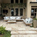 PURPLE LEAF Sicilia L-Shaped Modular Outdoor Sectional with Oatmeal Greige Cushions Flexible Layout for Garden Poolside