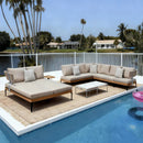 PURPLE LEAF Sicilia L-Shaped Modular Outdoor Sectional with Oatmeal Greige Cushions Flexible Layout for Garden Poolside