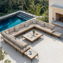 PURPLE LEAF Sicilia U-Shaped Modular Outdoor Sectional with Oatmeal Greige Cushions Flexible Layout for Porch Backyard