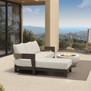 PURPLE LEAF Tuscany L-Shaped Patio Conversation Set with Removable Cushions and Pillows Bronze Aluminum Frame Outdoor Couch Sets for Porch Yard Garden