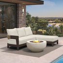 PURPLE LEAF Tuscany L-Shaped Patio Conversation Set with Removable Cushions and Pillows Bronze Aluminum Frame Outdoor Couch Sets for Porch Yard Garden
