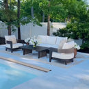 PURPLE LEAF Tuscany U-Shaped Patio Conversation Set with Removable Cushions and Pillows Bronze Aluminum Frame Outdoor Couch Sets for Porch Yard Garden