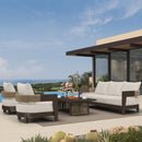 PURPLE LEAF Tuscany U-Shaped Patio Conversation Set with Removable Cushions and Pillows Bronze Aluminum Frame Outdoor Couch Sets for Porch Yard Garden