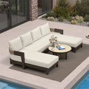 PURPLE LEAF Tuscany U-Shaped Patio Conversation Set with Removable Cushions and Pillows Bronze Aluminum Frame Outdoor Couch Sets for Porch Yard Garden