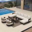 PURPLE LEAF Tuscany U-Shaped Patio Conversation Set with Removable Cushions and Pillows Bronze Aluminum Frame Outdoor Couch Sets for Porch Yard Garden