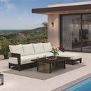 PURPLE LEAF Tuscany L-Shaped Patio Conversation Set with Removable Cushions and Pillows Bronze Aluminum Frame Outdoor Couch Sets for Porch Yard Garden